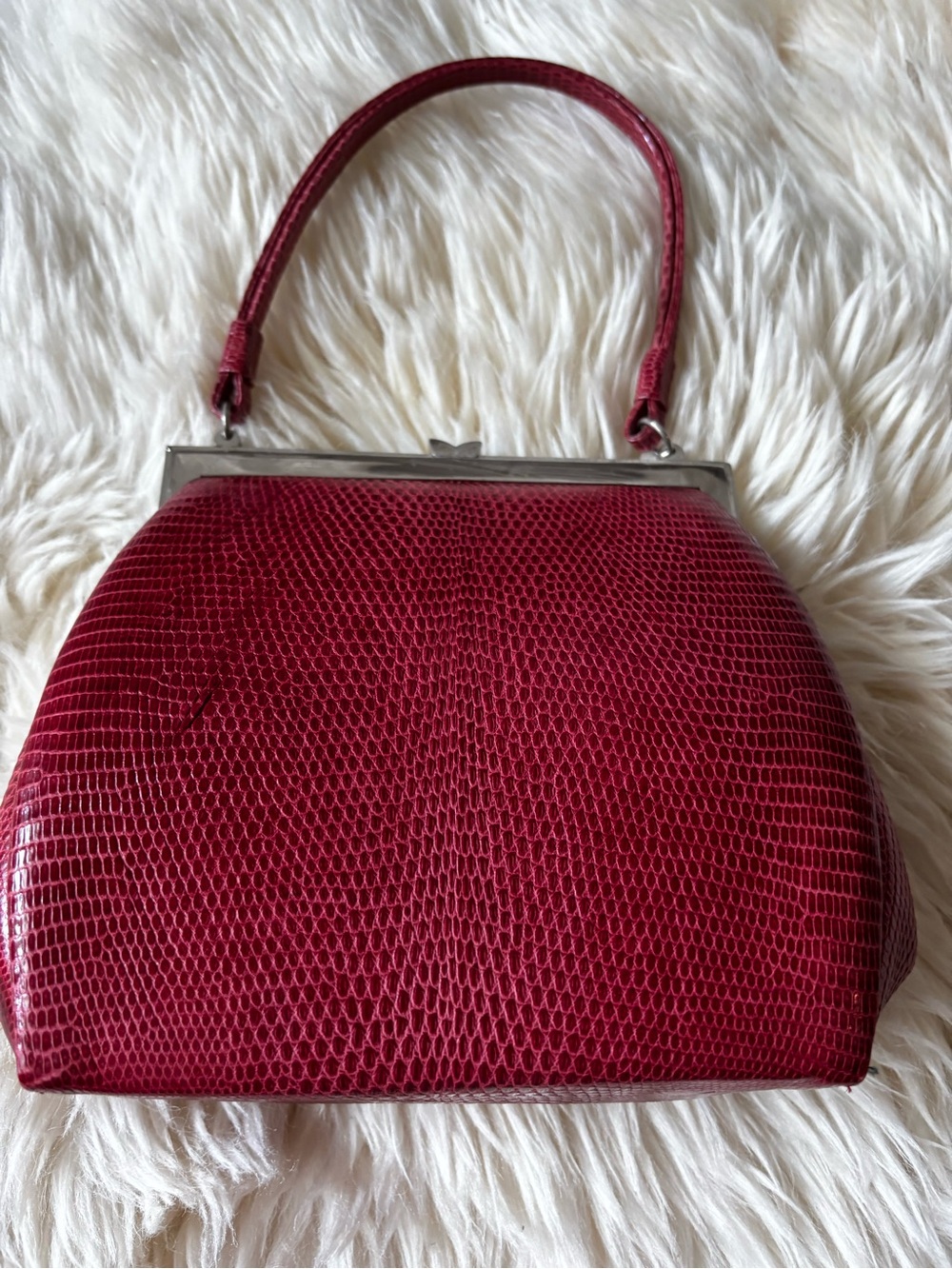 Vintage Red Leather Top-Handle Bag